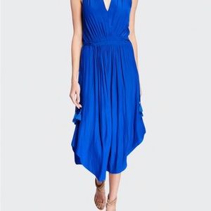 RAMY BROOK Hailey Shirred Sleeveless Midi Dress Cobalt Blue